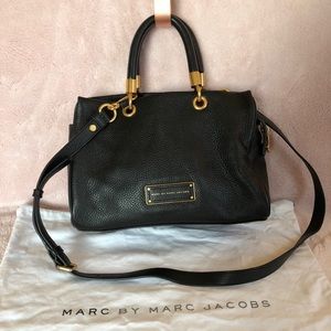 Marc Jacobs Leather Handle Satchel Bag Black